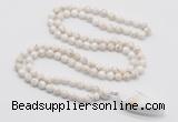 GMN4043 Hand-knotted 8mm, 10mm white howlite 108 beads mala necklace with pendant