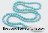 GMN4044 Hand-knotted 8mm, 10mm blue howlite 108 beads mala necklace with pendant