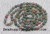 GMN408 Hand-knotted 8mm, 10mm Indian agate 108 beads mala necklaces