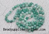 GMN414 Hand-knotted 8mm, 10mm green banded agate 108 beads mala necklaces