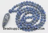 GMN4227 Hand-knotted 8mm, 10mm matte lapis lazuli 108 beads mala necklace with pendant