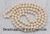 GMN452 Hand-knotted 8mm, 10mm white fossil jasper 108 beads mala necklaces