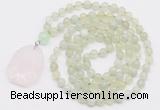 GMN4616 Hand-knotted 8mm, 10mm New jade 108 beads mala necklace with pendant