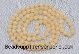 GMN476 Hand-knotted 8mm, 10mm honey jade 108 beads mala necklaces