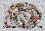 GMN478 Hand-knotted 8mm, 10mm colorfull gemstone 108 beads mala necklaces