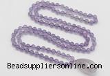 GMN4810 Hand-knotted 8mm, 10mm amethyst 108 beads mala necklace with pendant