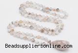 GMN4826 Hand-knotted 8mm, 10mm montana agate 108 beads mala necklace with pendant