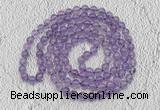 GMN483 Hand-knotted 8mm, 10mm amethyst 108 beads mala necklaces