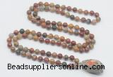 GMN4858 Hand-knotted 8mm, 10mm picasso jasper 108 beads mala necklace with pendant