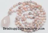 GMN4942 Hand-knotted 8mm, 10mm natural pink opal 108 beads mala necklace with pendant