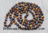 GMN498 Hand-knotted 8mm, 10mm colorful tiger eye 108 beads mala necklaces