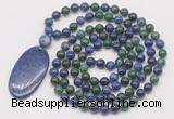 GMN5064 Hand-knotted 8mm, 10mm chrysocolla 108 beads mala necklace with pendant