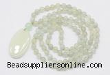 GMN5161 Hand-knotted 8mm, 10mm New jade 108 beads mala necklace with pendant