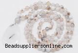 GMN5206 Hand-knotted 8mm, 10mm montana agate 108 beads mala necklace with pendant