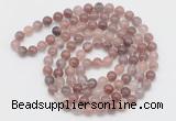 GMN521 Hand-knotted 8mm, 10mm purple strawberry quartz 108 beads mala necklaces