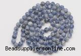 GMN525 Hand-knotted 8mm, 10mm blue spot stone 108 beads mala necklaces