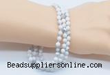 GMN5505 Hand-knotted 6mm matte white howlite 108 beads mala necklaces