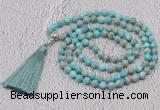 GMN611 Hand-knotted 8mm, 10mm sea sediment jasper 108 beads mala necklaces with tassel