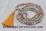 GMN612 Hand-knotted 8mm, 10mm serpentine jasper 108 beads mala necklaces with tassel