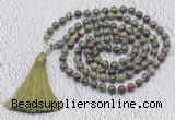 GMN614 Hand-knotted 8mm, 10mm dragon blood jasper 108 beads mala necklaces with tassel