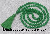 GMN62 Hand-knotted 8mm candy jade 108 beads mala necklace with tassel