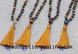 GMN630 Hand-knotted 8mm, 10mm colorfull tiger eye 108 beads mala necklaces with tassel