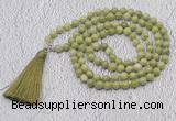 GMN635 Hand-knotted 8mm, 10mm China jade 108 beads mala necklaces with tassel