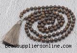 GMN641 Hand-knotted 8mm, 10mm bronzite 108 beads mala necklaces with tassel