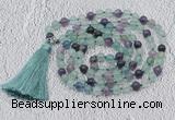 GMN642 Hand-knotted 8mm, 10mm fluorite 108 beads mala necklaces with tassel