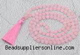 GMN651 Hand-knotted 8mm, 10mm rose quartz 108 beads mala necklaces with tassel