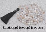 GMN666 Hand-knotted 8mm, 10mm montana agate 108 beads mala necklaces with tassel