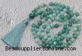 GMN672 Hand-knotted 8mm, 10mm green banded agate 108 beads mala necklaces with tassel