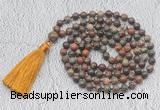 GMN692 Hand-knotted 8mm, 10mm ocean agate 108 beads mala necklaces with tassel