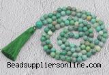 GMN696 Hand-knotted 8mm, 10mm grass agate 108 beads mala necklaces with tassel