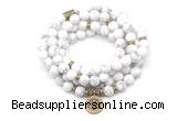 GMN7001 8mm matte white howlite 108 mala beads wrap bracelet necklaces