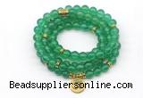 GMN7007 8mm green agate 108 mala beads wrap bracelet necklace