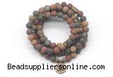 GMN7019 8mm matte picasso jasper 108 mala beads wrap bracelet necklace