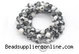 GMN7022 8mm black & white jasper 108 mala beads wrap bracelet necklace