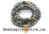 GMN7029 8mm African turquoise 108 mala beads wrap bracelet necklace