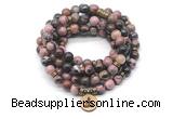 GMN7032 8mm rhodonite 108 mala beads wrap bracelet necklace