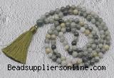 GMN705 Hand-knotted 8mm, 10mm seaweed quartz 108 beads mala necklaces with tassel