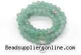 GMN7052 8mm green aventurine 108 mala beads wrap bracelet necklaces