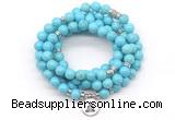 GMN7053 8mm blue howlite 108 mala beads wrap bracelet necklaces