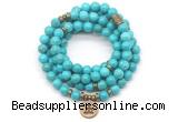 GMN7054 8mm turquoise 108 mala beads wrap bracelet necklaces