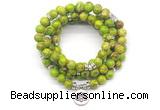 GMN7056 8mm green sea sediment jasper 108 mala beads wrap bracelet necklaces