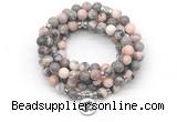 GMN7058 8mm pink zebra jasper 108 mala beads wrap bracelet necklaces