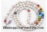 GMN7118 7 Chakra 8mm white crazy lace agate 108 mala beads wrap bracelet necklaces