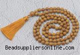 GMN712 Hand-knotted 8mm, 10mm wooden jasper 108 beads mala necklaces with tassel