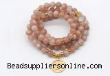 GMN7130 Chakra 8mm sunstone 108 mala beads wrap bracelet necklaces