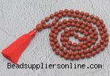 GMN719 Hand-knotted 8mm, 10mm red jasper 108 beads mala necklaces with tassel